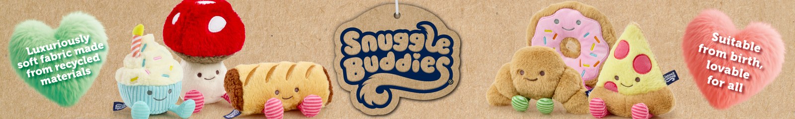 Row of Snuggle Buddies stuffed animals